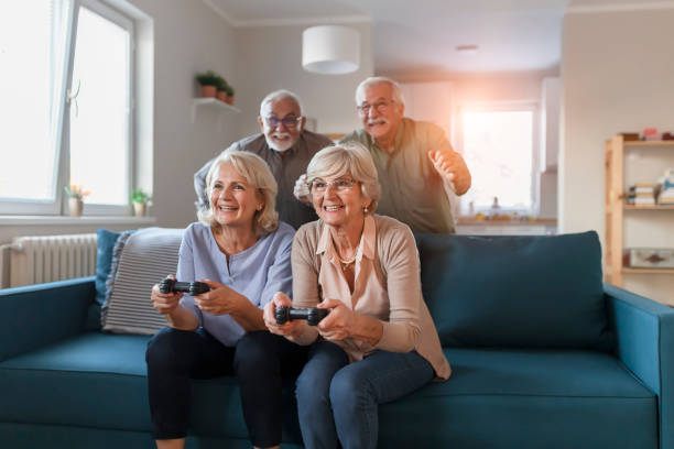 istock Group of Seniors Playing Video Game 1188074184