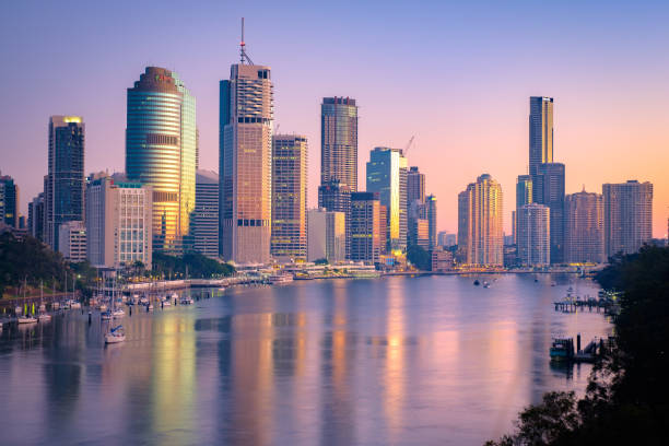 Riverside Cityscape Morning Twilight Brisbane, Australia. I captured this image on a Saturday morning when I was wandering around Kangaroo Point. This image is a high-quality shot encapsulating the city of Brisbane by the river. brisbane photos stock pictures, royalty-free photos & images