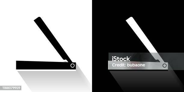 Vetores de Ícone Preto E Branco Reto Da Lâmina Com Sombra Longa e mais imagens de Cuidado