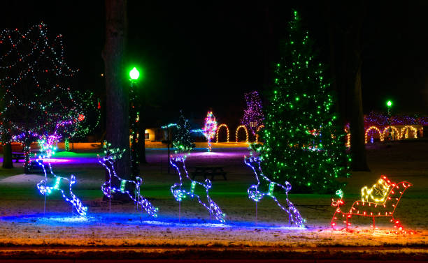 istock Reindeer and sleigh lights 1188081370