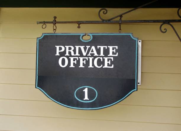 istock Private Office hanging metal vintage sign 1188082568