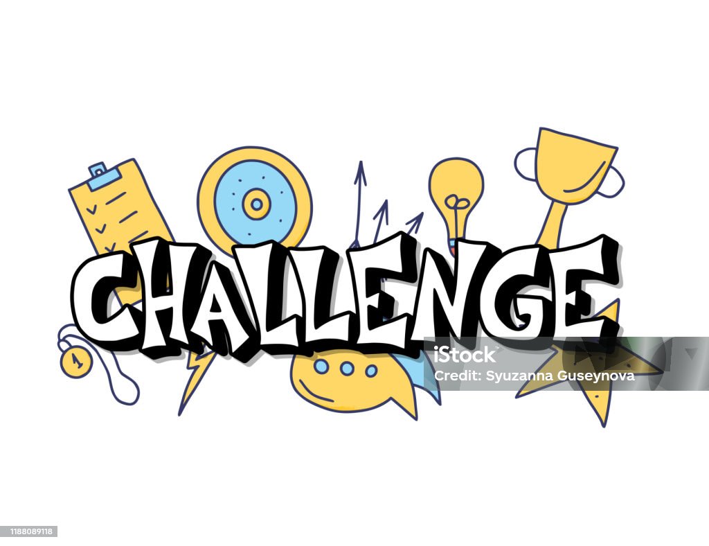 Challenge Stylized Text Vector Hand Drawn Quote Stock Illustration Challenge Stylized Text Vector Hand Drawn Quote Stock Illustration