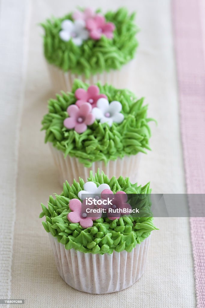 Flower garden cupcakes  Baked Stock Photo