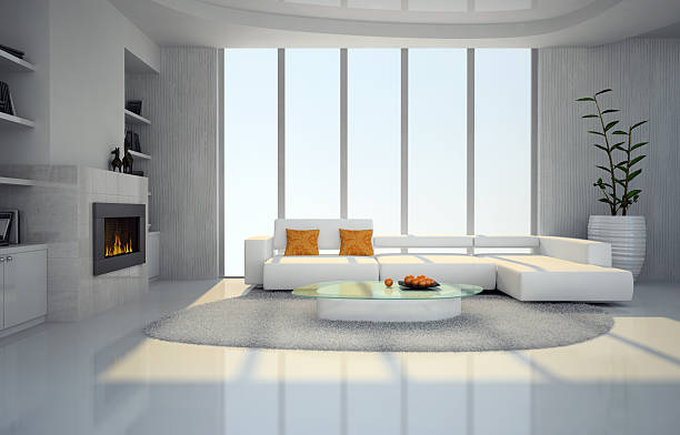 istock Modern living room with fireplace 118810447