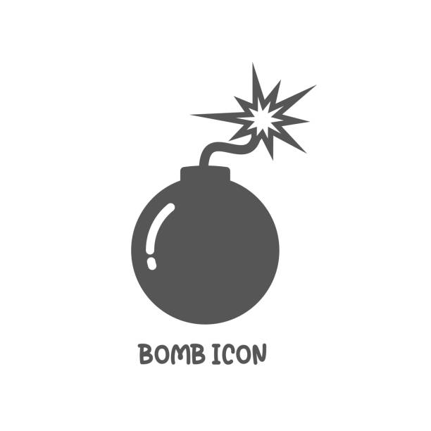 Bomb icon simple flat style vector illustration. Bomb icon simple silhouette flat style vector illustration on white background. fuse symbol stock illustrations