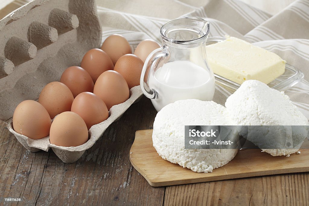 Huevos y productos lácteos - Foto de stock de Alimento libre de derechos