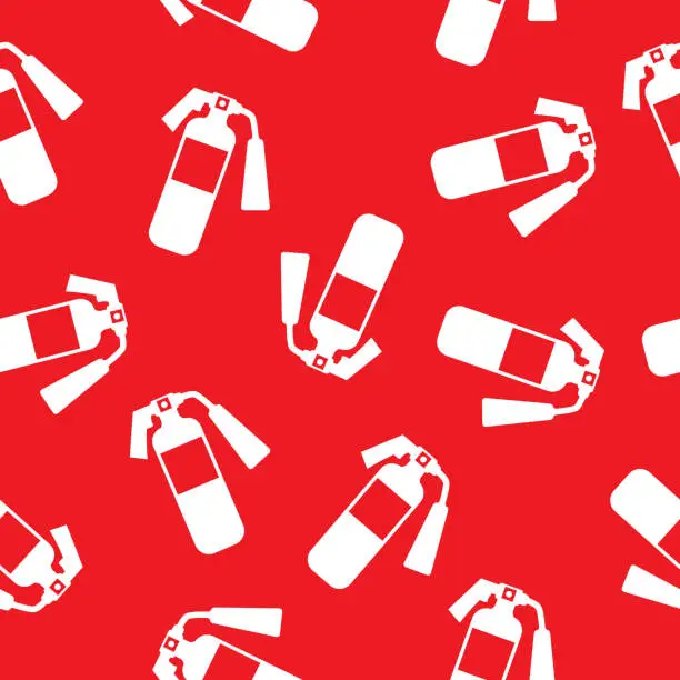Vector illustration of Red And White Fire Extinguisher Seamless Pattern