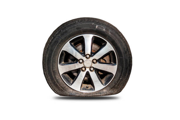 flat tire tires, safety separated from the background, cliping part