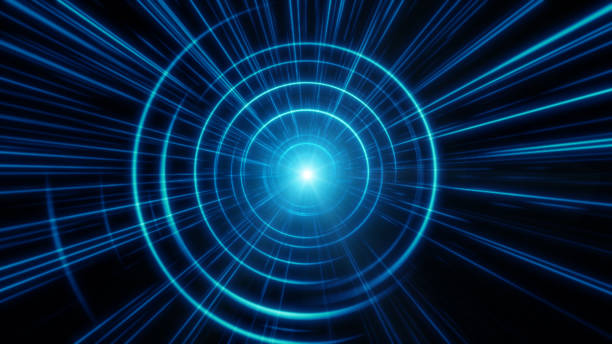 istock Abstract technology geometric tunnel. Futuristic digital blue color background 1188134151