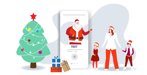 istock mother with children using online mobile app merry christmas happy new year holiday celebration concept santa claus on smartphone screen horizontal full length 1188148912