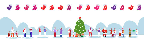istock people celebrating merry christmas happy new year winter holidays celebration concept men women having fun wearing santa hats full length horizontal 1188149734