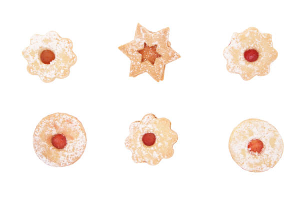 Christmas cookies isolated on white background. Top view.