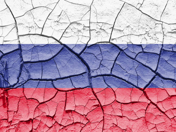 istock Russia flag cracked desert drought crisis background 1188152603