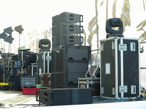 istock Concert stage equipment, speakers, amplifiers, lights, musical instruments 1188153435