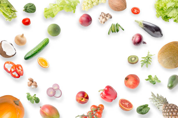 istock Fruits and vegetables on white background. 1188154605