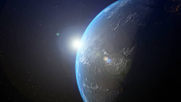 istock Earth with sunrise at horizon by 3d rendering. 1188155965