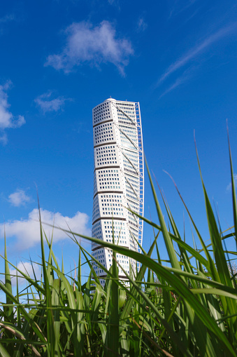 Turning Torso in Malmö, a residential skyscraper that is also the tallest building in Sweden at 190 metres.