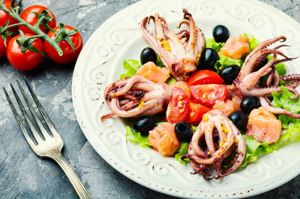 istock Salad with squid and seafood 1188160758