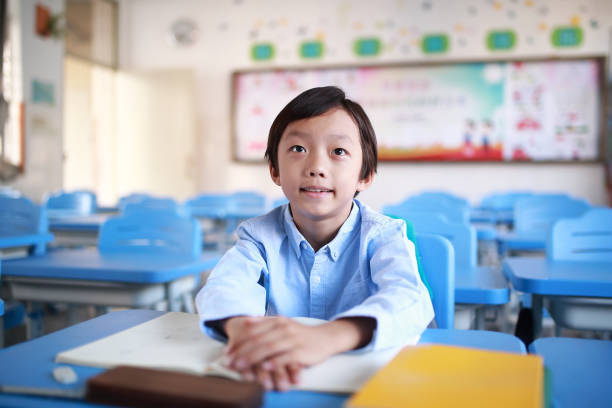 istock Young boy reading at his desk in a classroom 1188160767