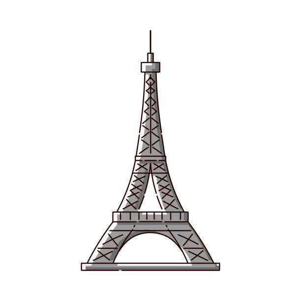 Eiffel Tower Flat Icon Famous Paris France Tourist Attraction Stock  Illustration - Download Image Now - iStock