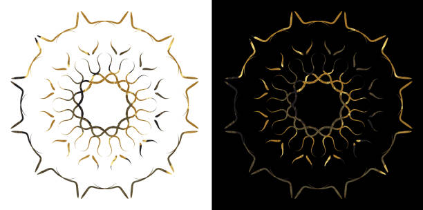 Moon ornament illustration Ramadan Islamic round pattern. Black and Gold background Moon ornament illustration Ramadan Islamic round pattern. Black and Gold background digital composite nobody floral pattern flower stock illustrations