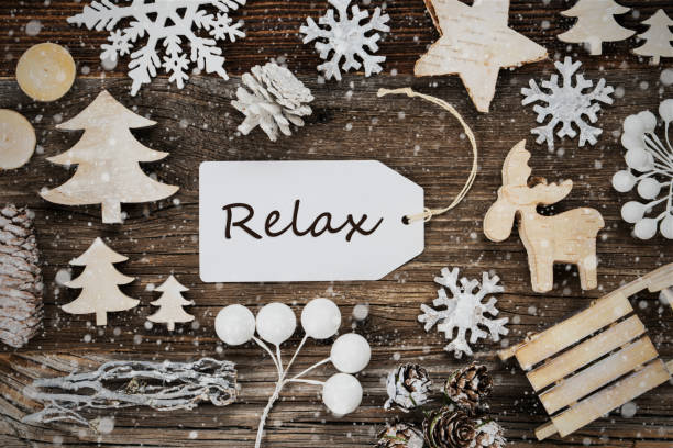 istock Label, Frame Of Christmas Decoration, Text Relax, Snowflakes 1188168766