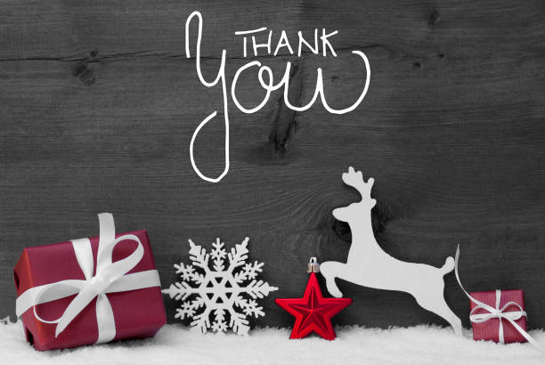 istock Gift, Deer, Snow, Ball, Thank You, Gray Background 1188168919