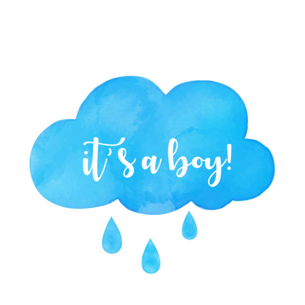 это каллиграфия boy надписи на акварели стороны окрашены в синее облако. ручная письменная праздничная цитата. легко редактировать шаблон д� - cloud cloudscape symbol ink stock illustrations