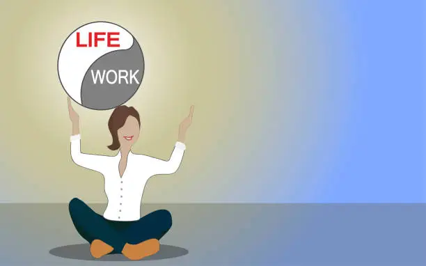 Vector illustration of Female life coach give advice about work-life balance.