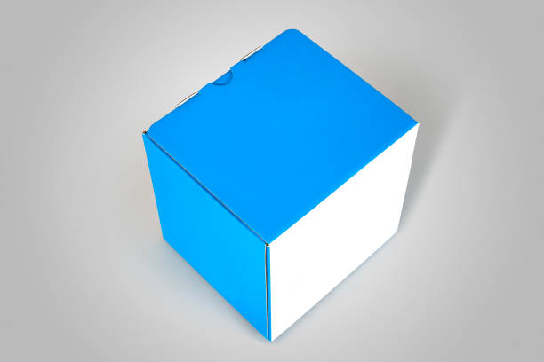 Packshot of a Blank blue box isolated with clipping path