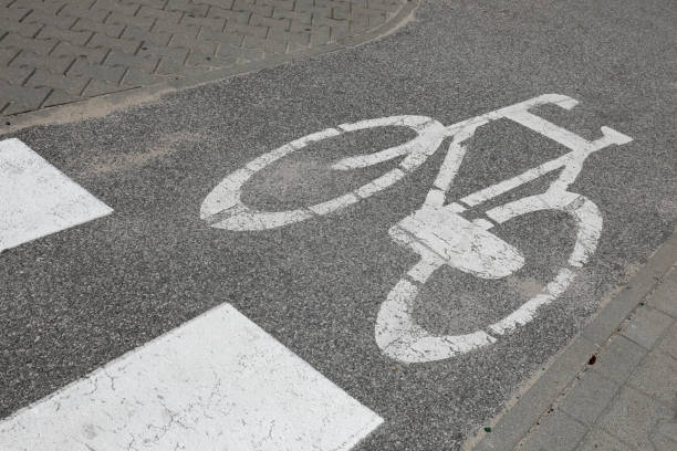 istock Bike symbol marked on the road 1188171996