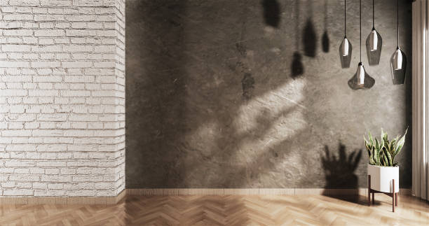 istock Empty Loft style with white brick and concrete wall design loft style.3D rendering 1188174138