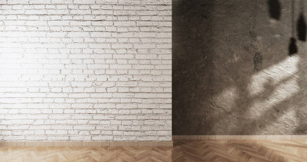 istock Empty Loft style with white brick and concrete wall design loft style.3D rendering 1188174171