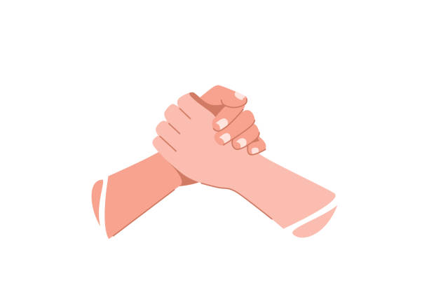 Help concept vector illustration. Two human hands hold each other Help concept vector illustration. Two human hands hold each other. handshake illustrations stock illustrations
