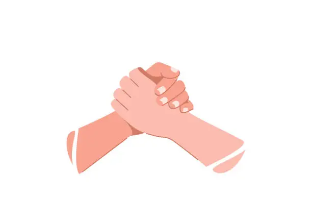 Vector illustration of Help concept vector illustration. Two human hands hold each other