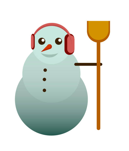 Snowman with shovel alone witout backgorund, stock - Illustration Snowman vector with all parts movable without background. vector illustration witout stock illustrations