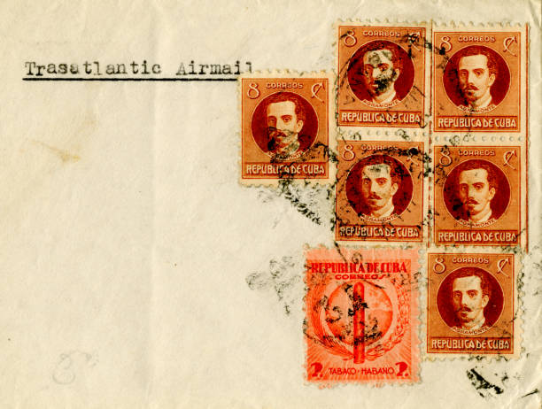 istock Postage stamps on part of an envelope sent from Cuba 1188180762