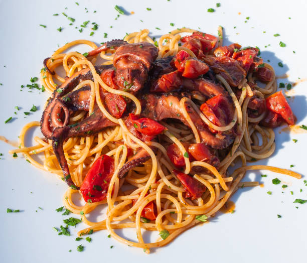 Spaghetti alla Luciana stock photo