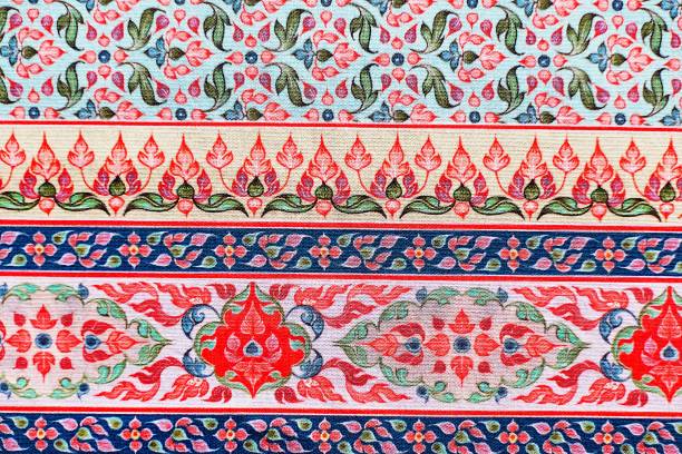 istock Thai silk ancient fabric handcraft designer textiles peruvian stripe beautiful background detail pattern fashionable 1188186476