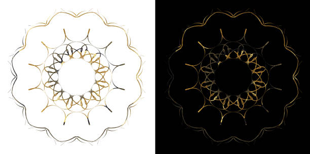 Soft circle line ornament illustration Ramadan Islamic round pattern. Black and Gold background Soft circle line ornament illustration Ramadan Islamic round pattern. Black and Gold background digital composite nobody floral pattern flower stock illustrations