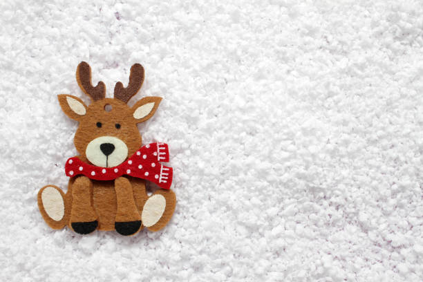 istock Christmas brown reindeer decoration on white. 1188187973
