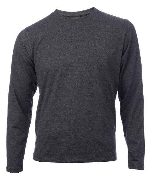 Heather grey longsleeve shirt used as inner or base layer in layered clothing for thermal insulation Heather grey long sleeved cotton or synthetic shirt used as inner or base layer in layered clothing for thermal insulation known as technical or functional clothing. Hollow invisible mannequin isolated on a white background heather grey stock pictures, royalty-free photos & images