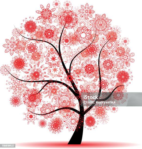 Floral Tree Beautiful Stock Illustration - Download Image Now - Abstract, Art, Backgrounds