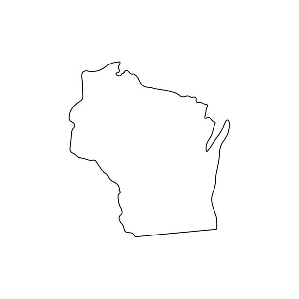 Wisconsin - U.S. state. Contour line in black color. Vector illustration. EPS 10 vector art illustration