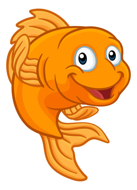 złota ryba lub goldfish postać z kreskówki - goldfish stock illustrations