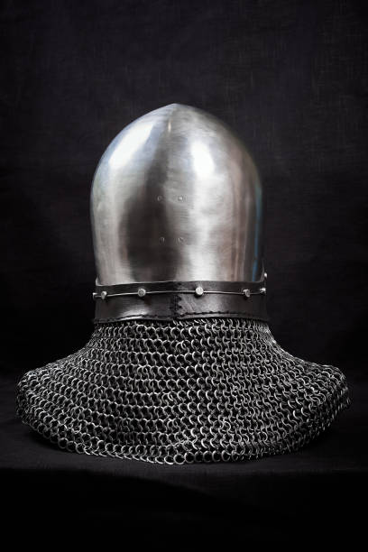 istock Knight helmet on a black background. Back view. 1188196266