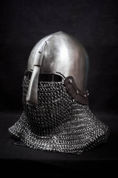 istock Knight helmet on a black background. Side view. 1188196267