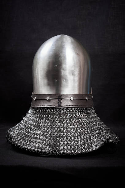 istock Knight helmet on a black background. Back view. 1188196268