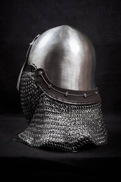 istock Knight helmet on a black background. Side view. 1188196272