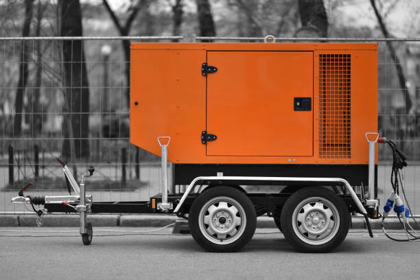 mobile diesel electric generator mobile diesel electric generator on trailer generator stock pictures, royalty-free photos & images